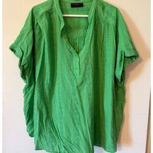 Lane Bryant Green Short Sleeve Blouse | Plus Size Modern Classic